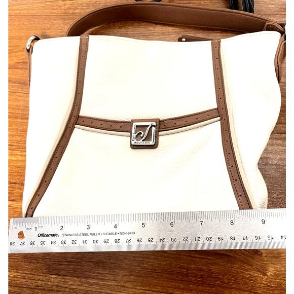 VTG Stone Mountain White Leather Shoulder Bag with Adjustable Strap - Picture 9 of 11
